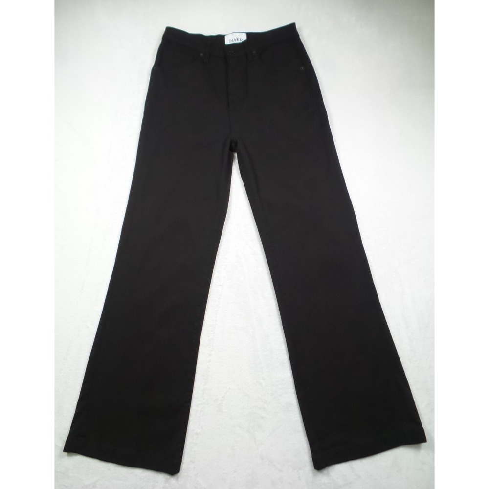 DUER‎ DU/ER Pants Womens Size 27 Black Live Free High Rise Wide Leg Stretch NWT